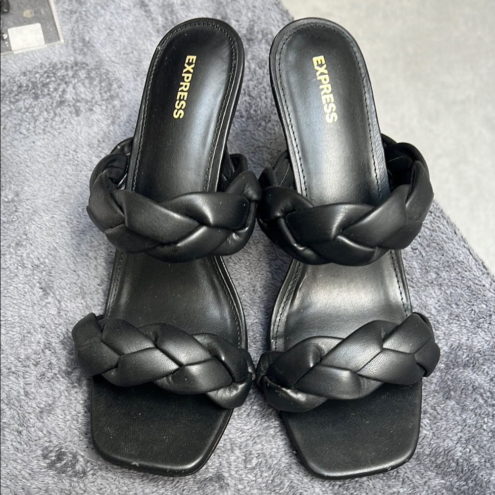 Express Women's Black Braided Sandals- 10